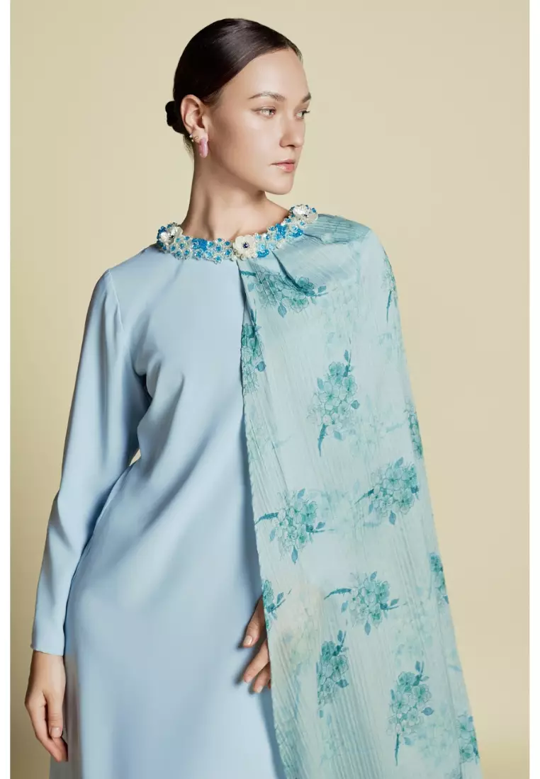 Asymmetrical Side Cape Kaftan in Silk
