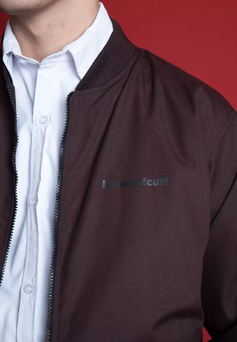 Houseofcuff Jaket Bomber Polos Windbreaker Cokelat Tua