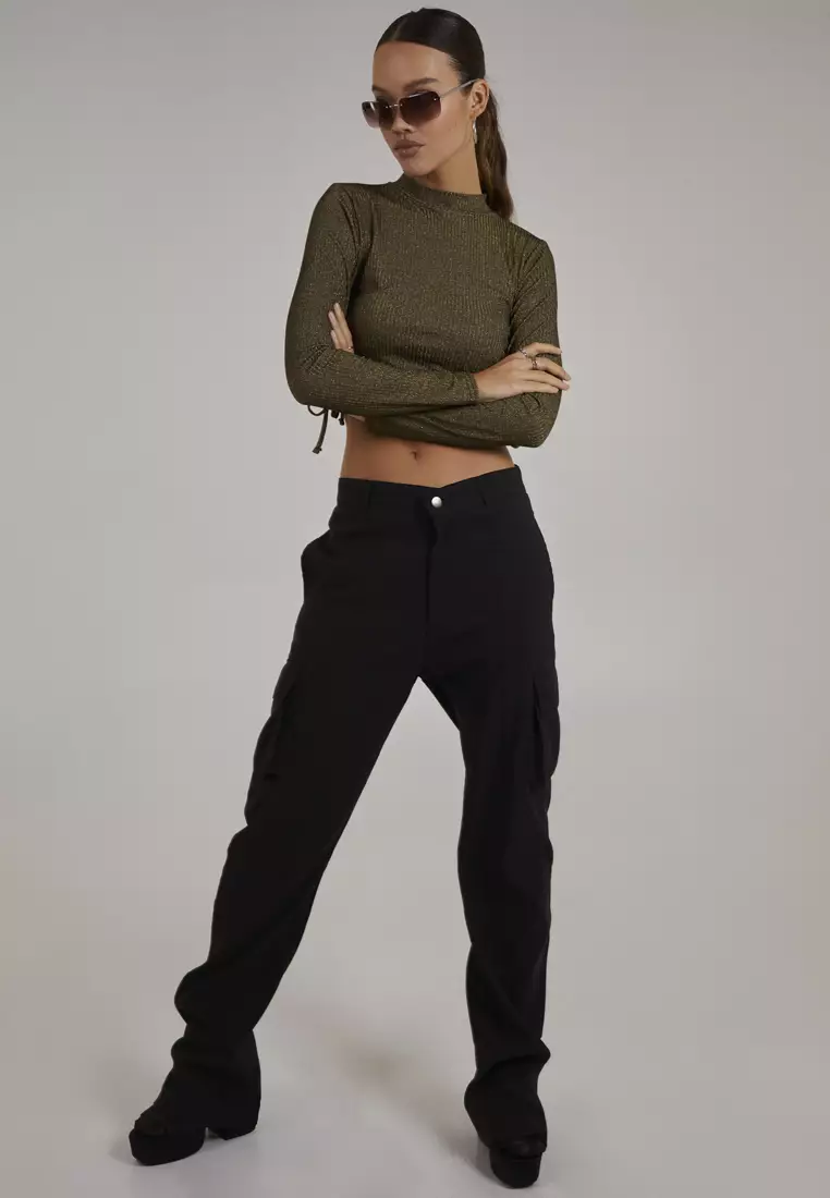 Pink Vanilla Black Glitter Lurex Long Sleeve Top