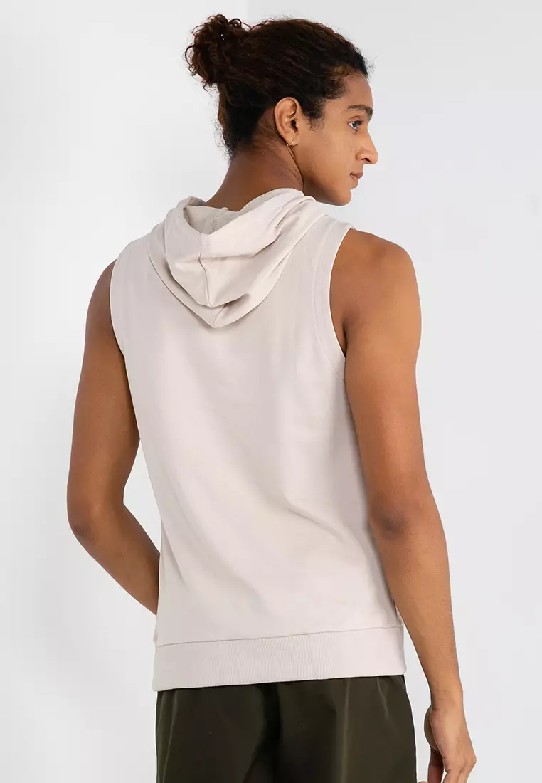 White sleeveless hoodie women's outlet