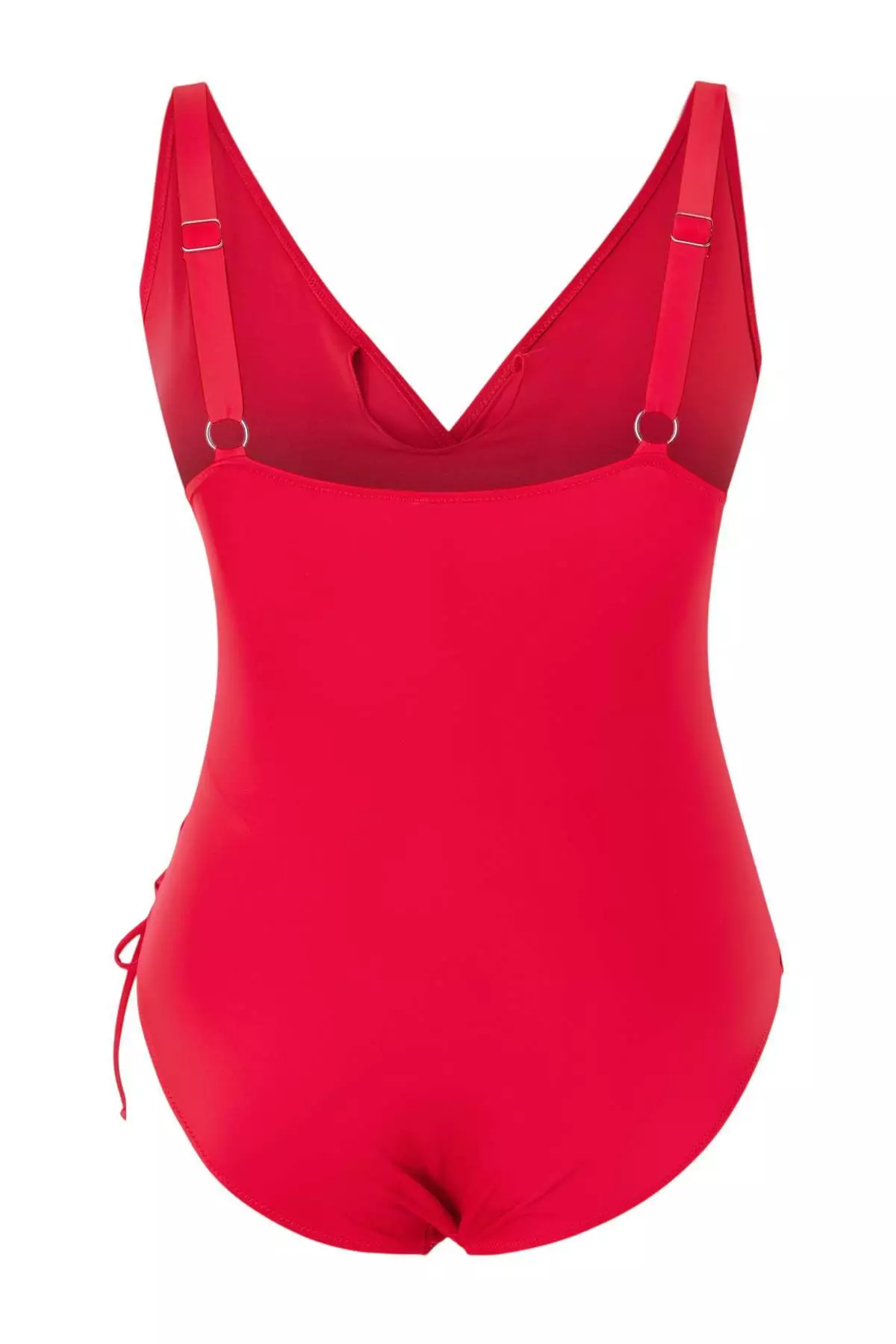 Pomegranate Flower Double-Breasted Tied Detail Large Size Swimsuit Tbbss23Am00034