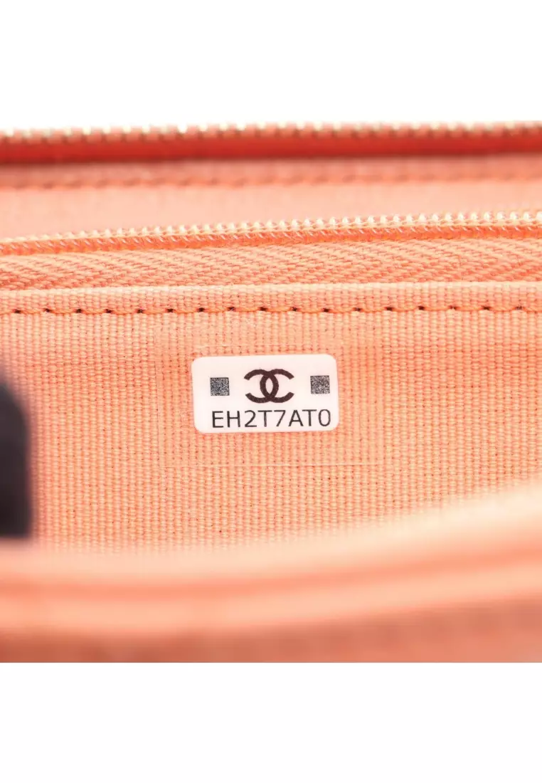 Pre-Loved Chanel matelasse coin purse lambskin pink beige gold hardware