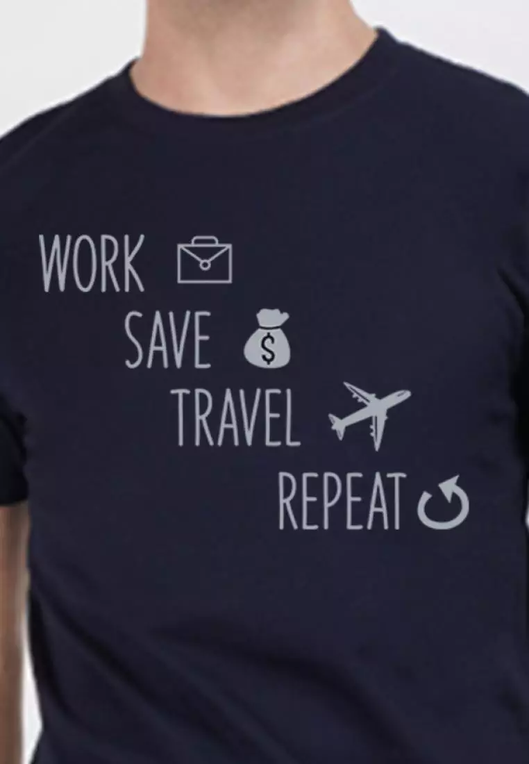 Work Save Travel Navy Blue Cotton Short Sleeve Crew Neck Regular Fit T-Shirt