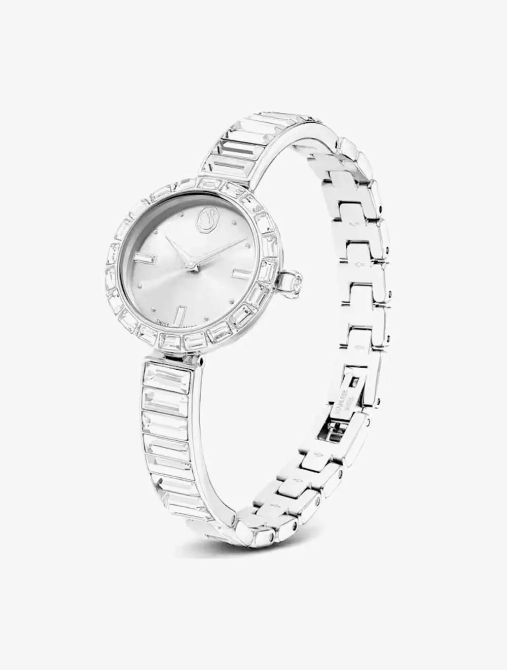 Matrix Bangle Watch, Swiss Made, Crystal Bracelet, Silver Tone, Stainless Steel - Silver