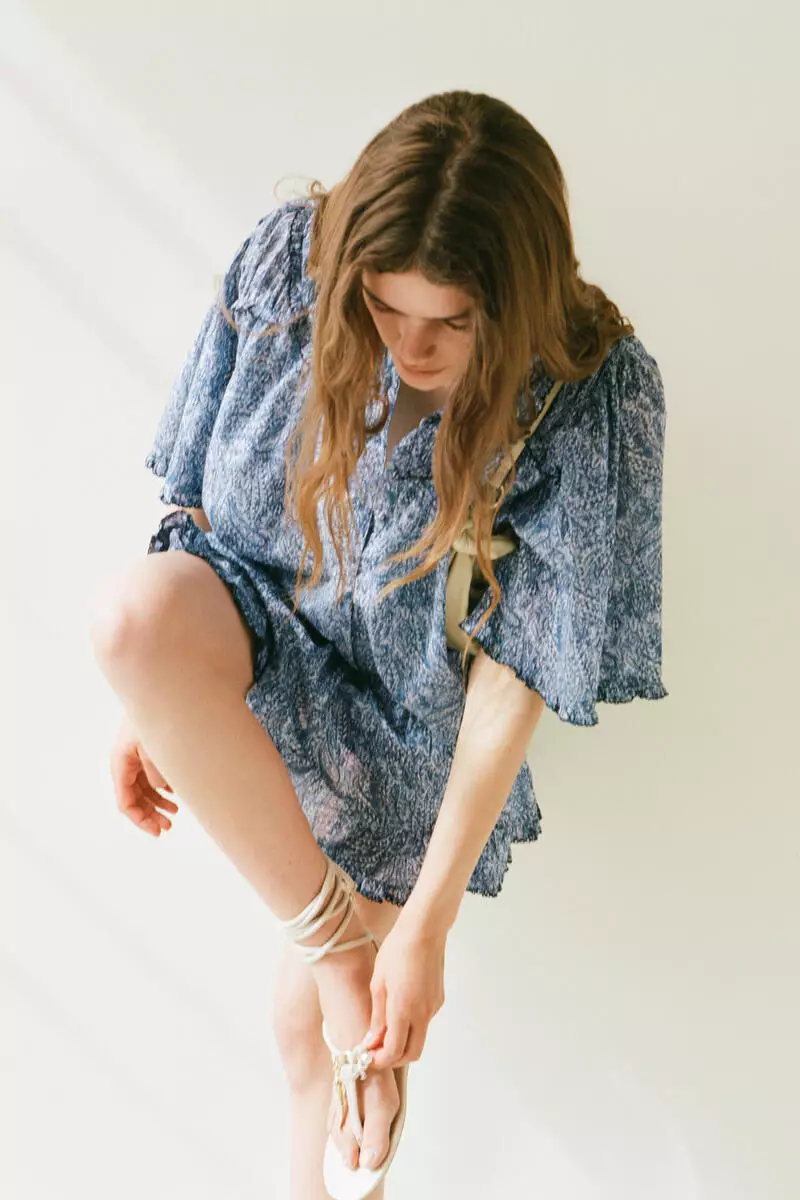 Ruffled cotton blouse