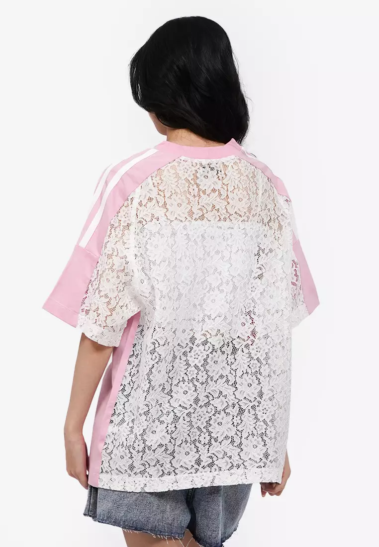 Oversized V-Neck Lace Jersey