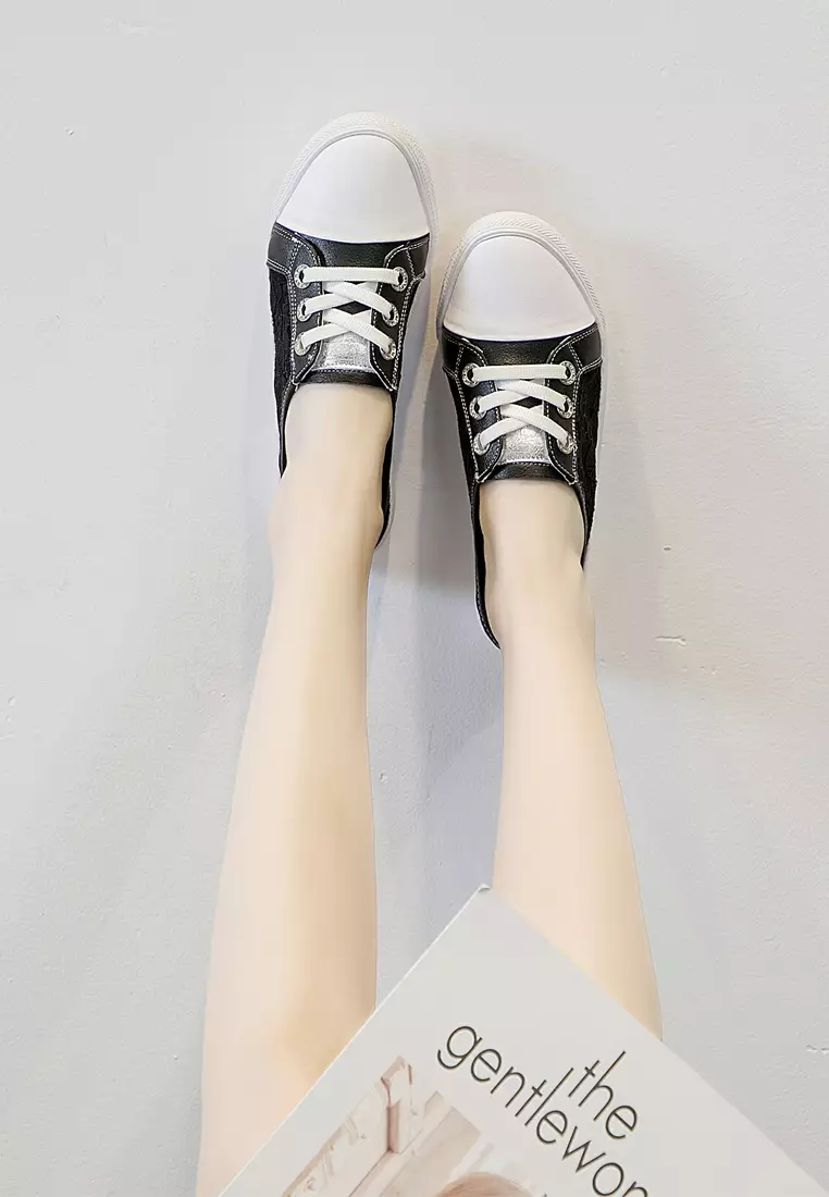 Comfortable Lace Stitched Leather Slip-Ons RX9917