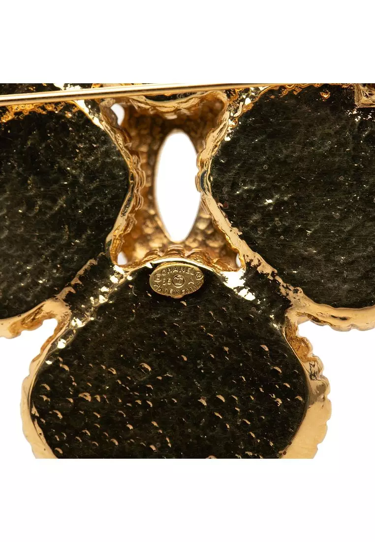 Pre-Loved Chanel Gold Plated Coco Mark Flower Brooch