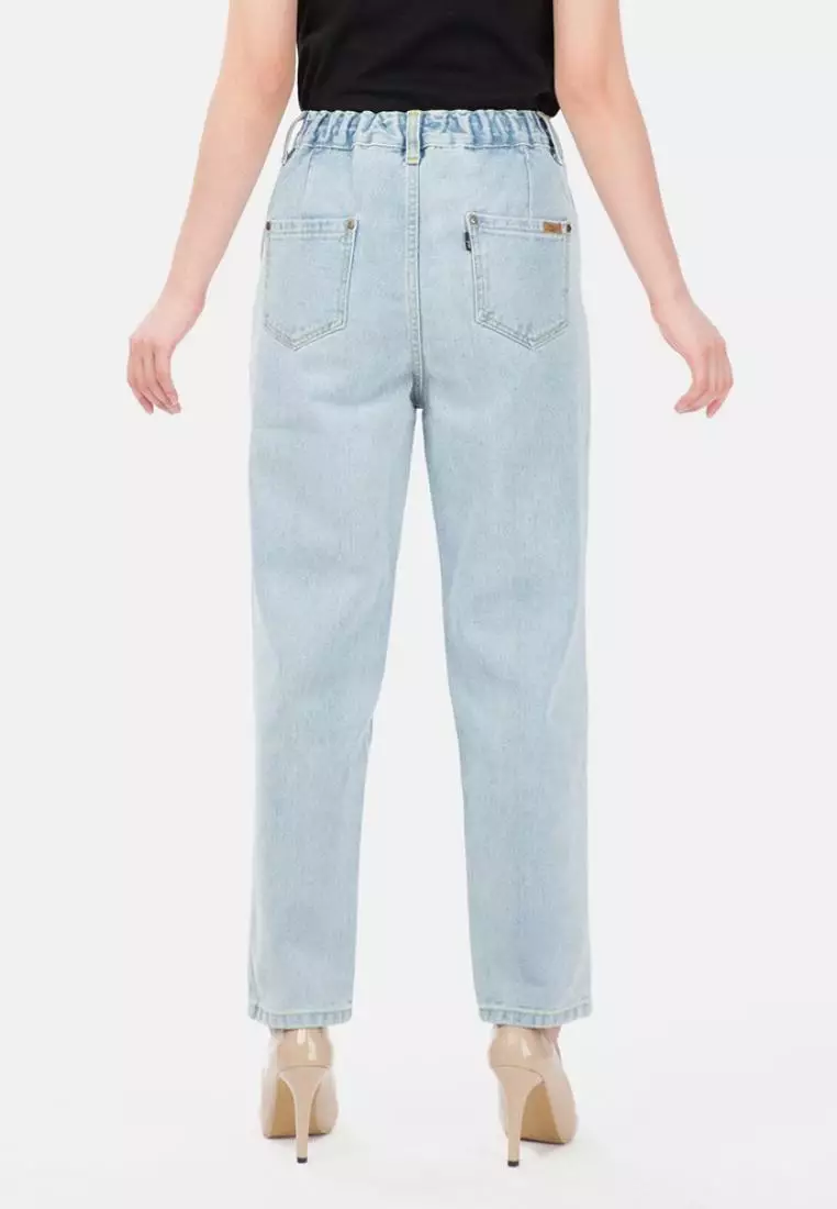 Ripped Boyfriend Jeans in Aqua (Hijab Friendly)