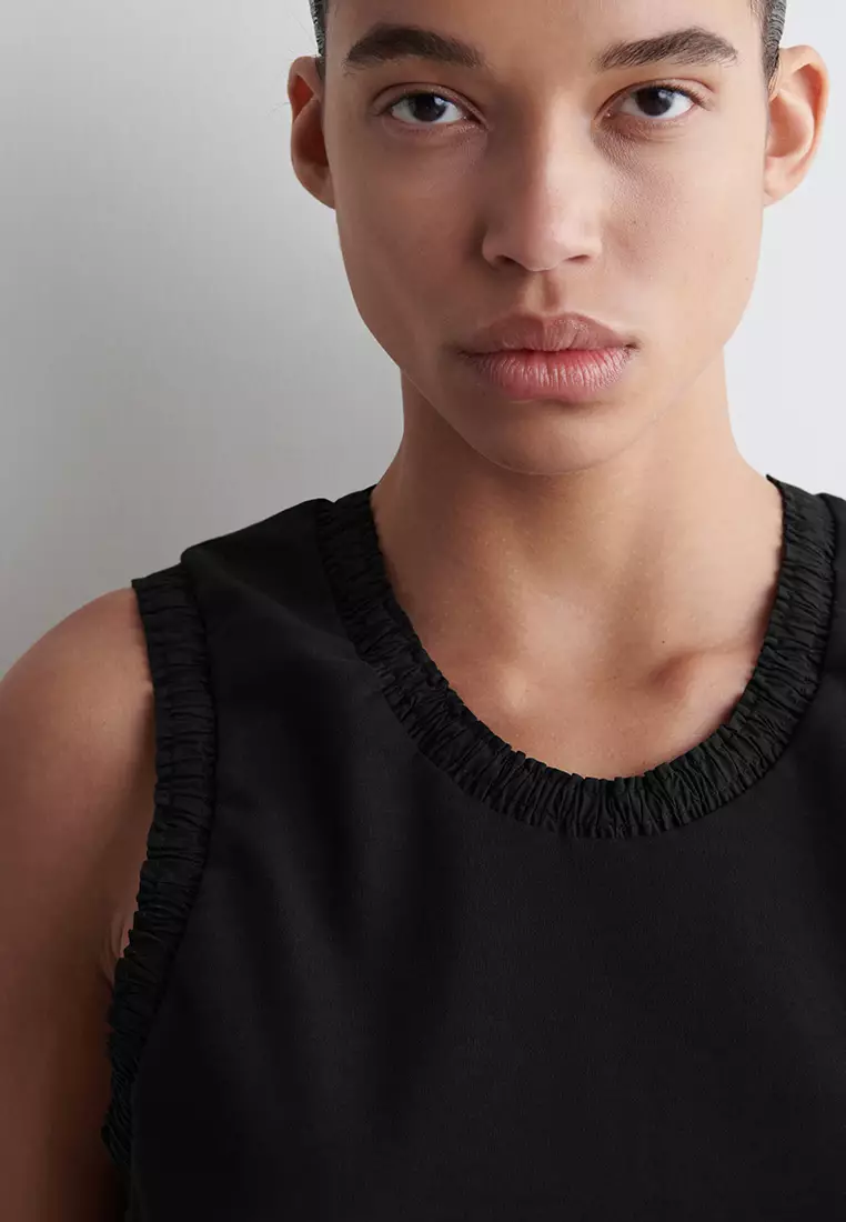 Gathered Cotton Tank Top