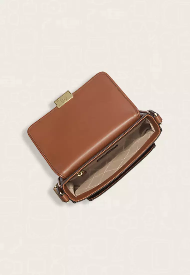 Michael Kors Bradshaw Medium Signature Logo Messenger Bag Brown