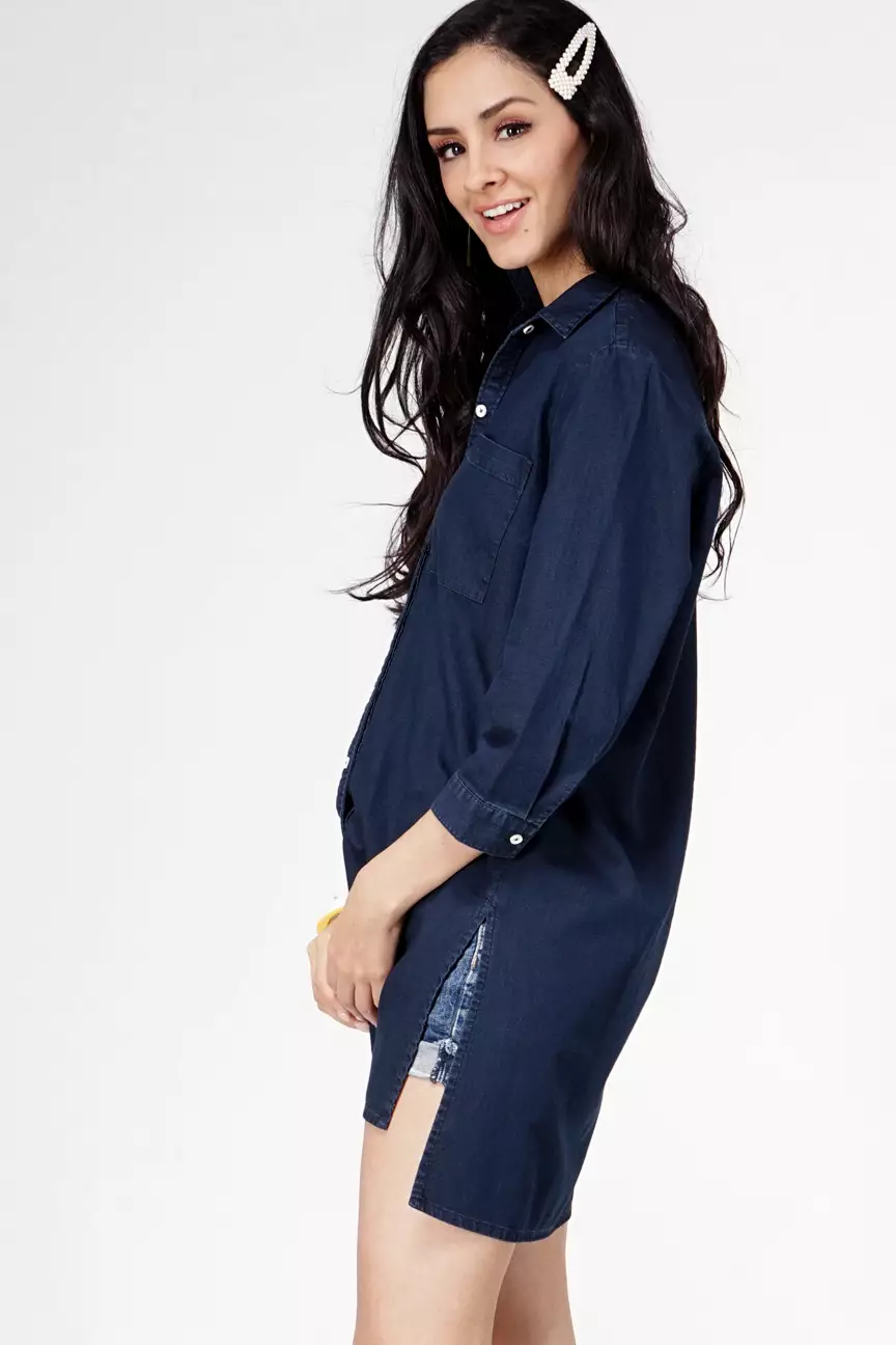 Kemeja Wanita Claresta Dark Blue