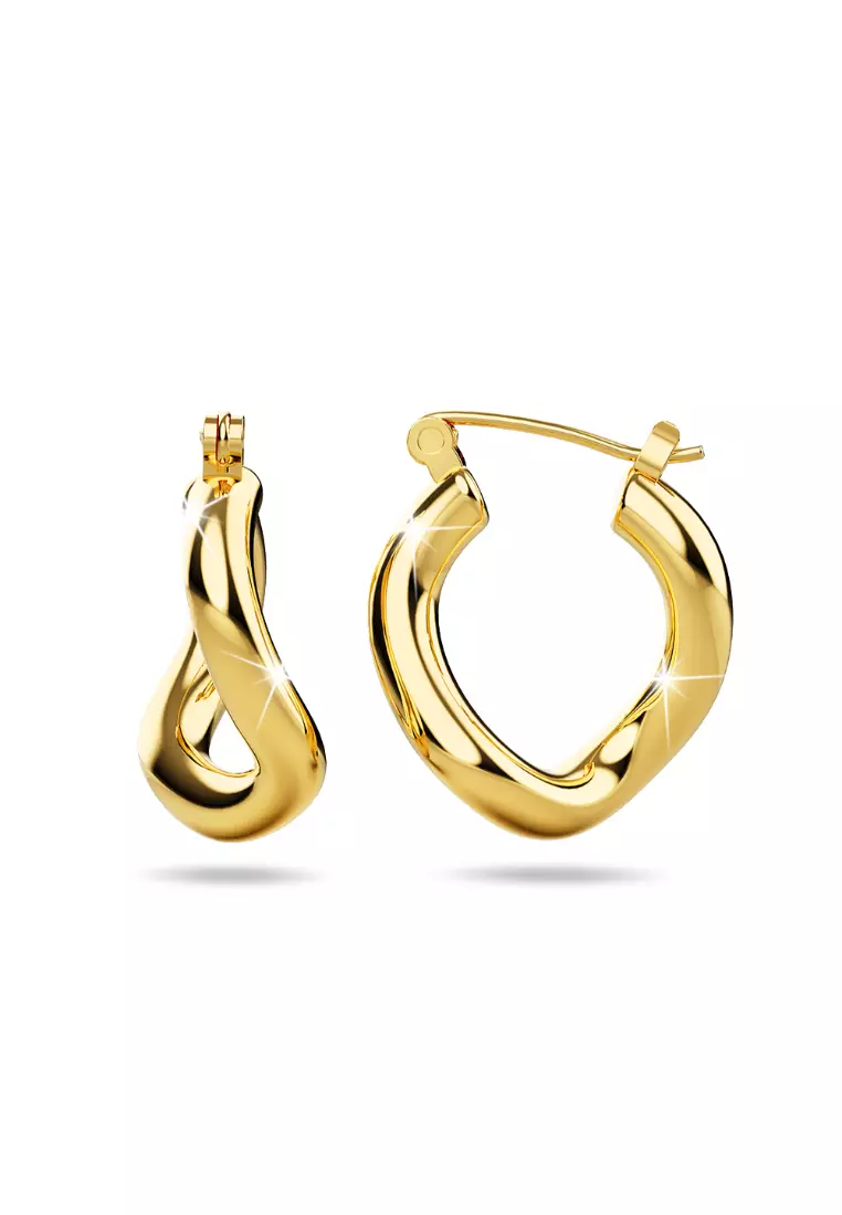 Buy Bullion Gold BULLION GOLD Sparkling Gold Hoop Earrings Online