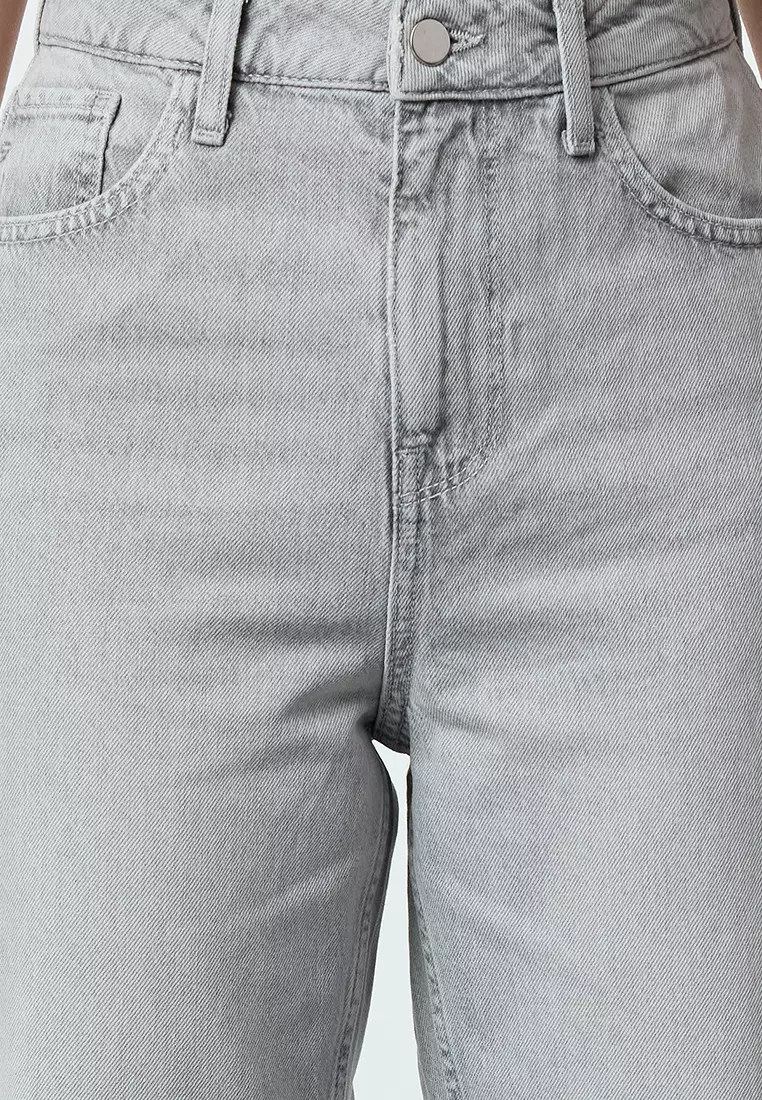 Cotton High Waist Straight Jeans