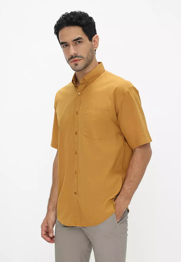 Jobb Vernon Kemeja Pria Lengan Pendek Regular Fit Mustard