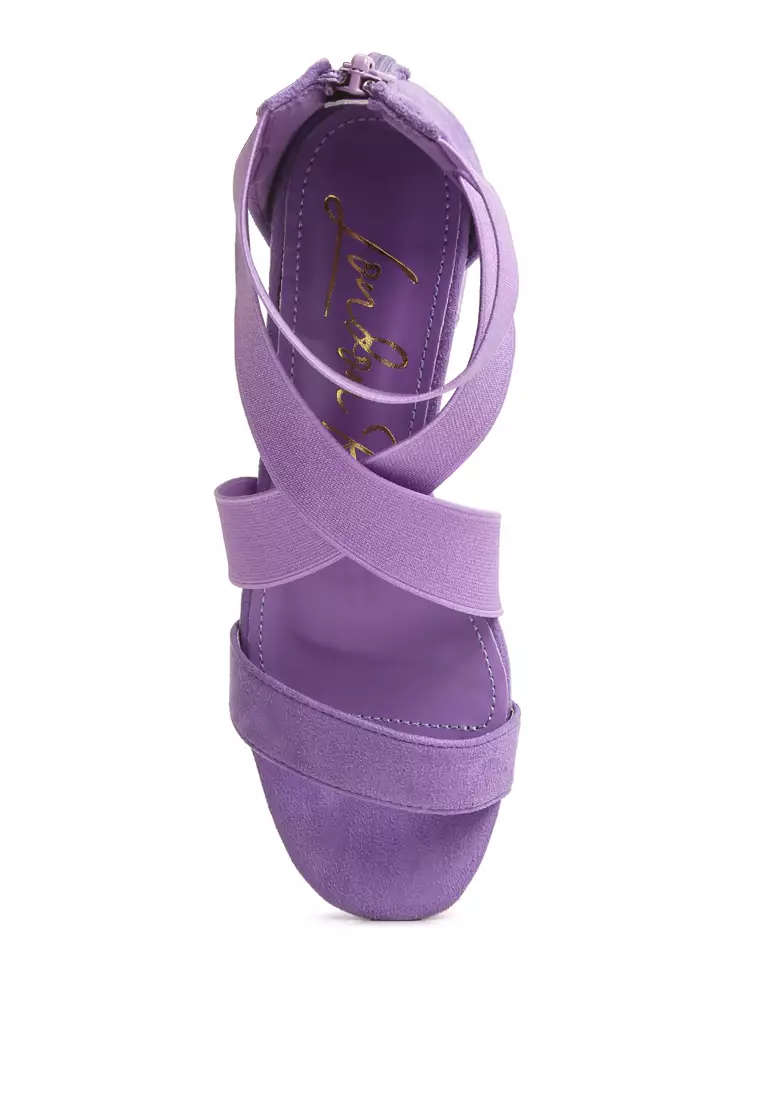 Buy London Rag Elastic Strappy Block Heel Sandals in Lilac 2024
