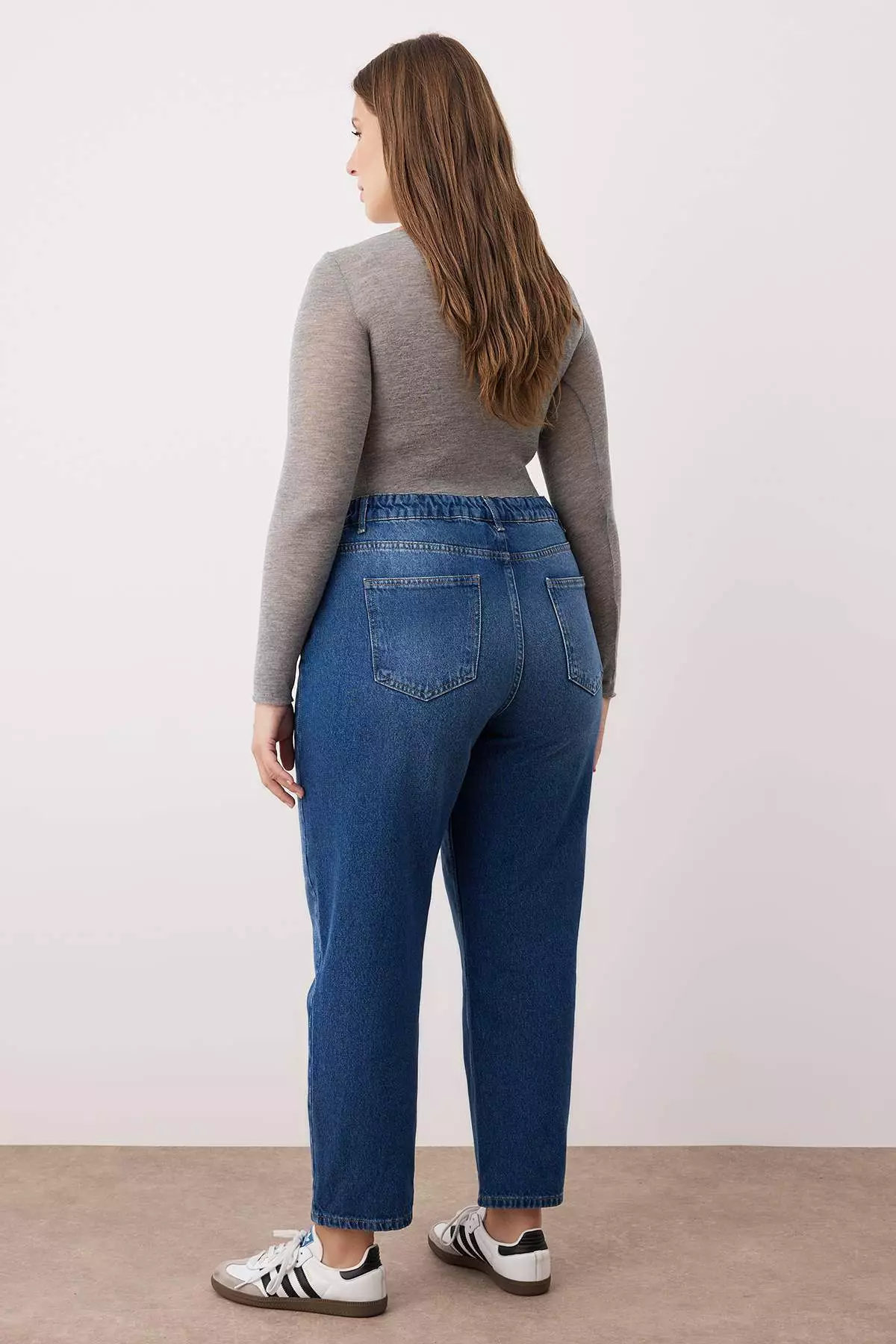 Dark Blue Blue High Waist Mom Fit Jeans