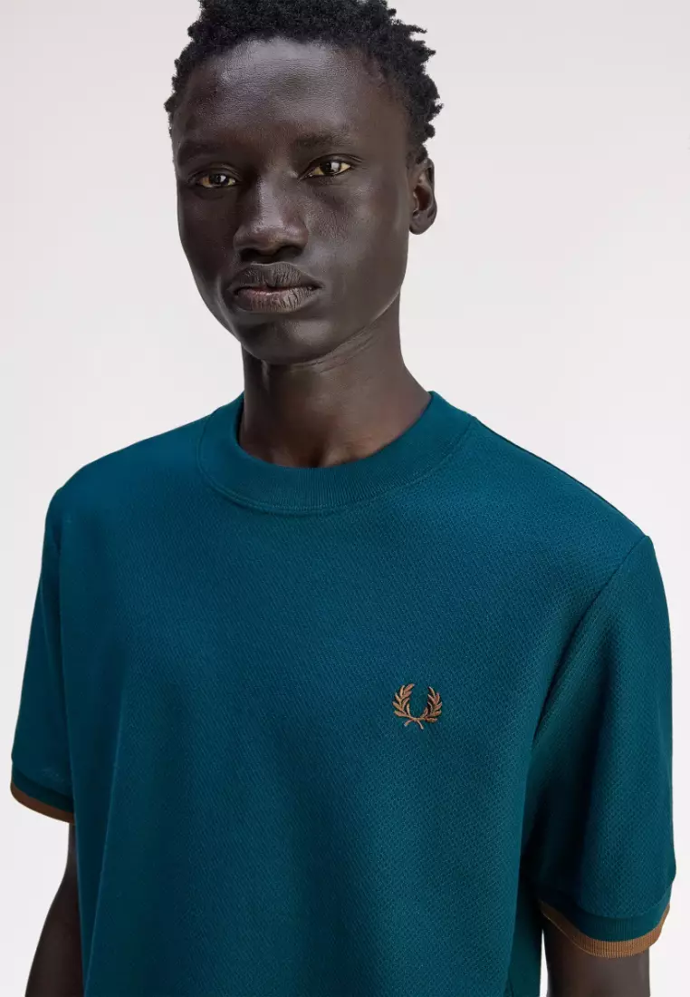 Fred Perry M4654 Tipped Cuff Pique Shirt (Dark Petrol)