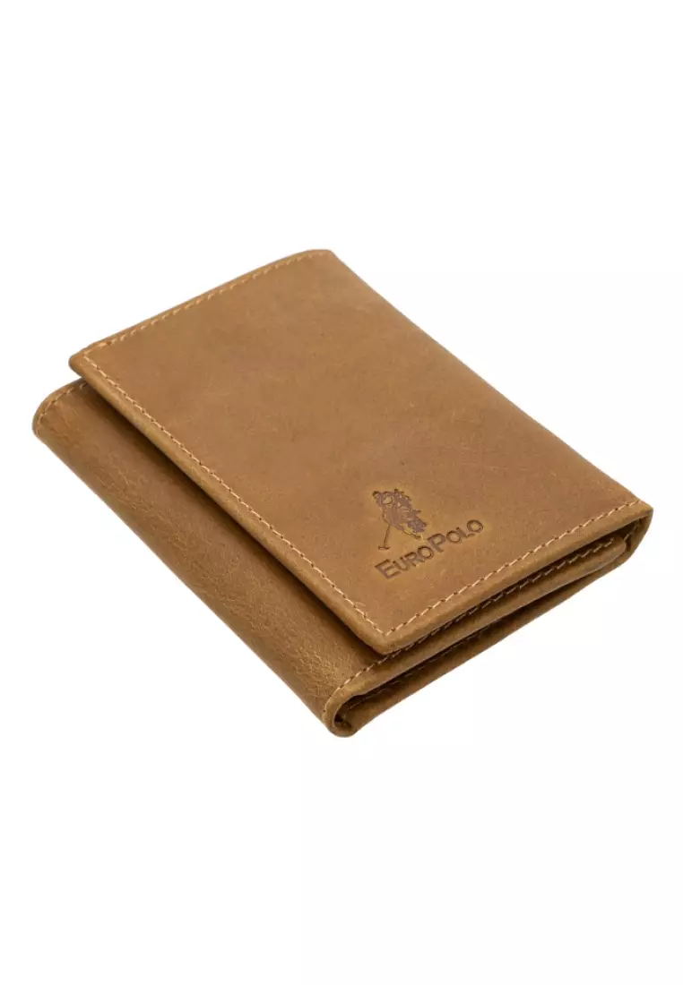 Euro Polo Men's Crazy Horse Leather Tri-Fold ID Wallet EWB 40361