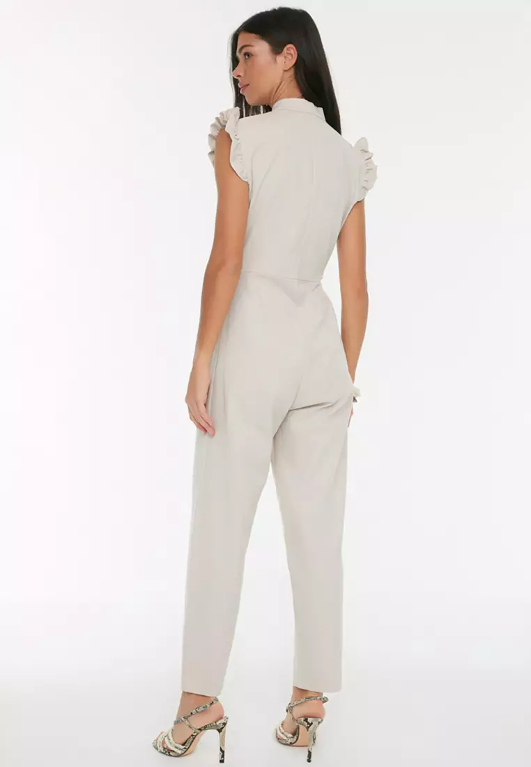 Plain white jumpsuit sales