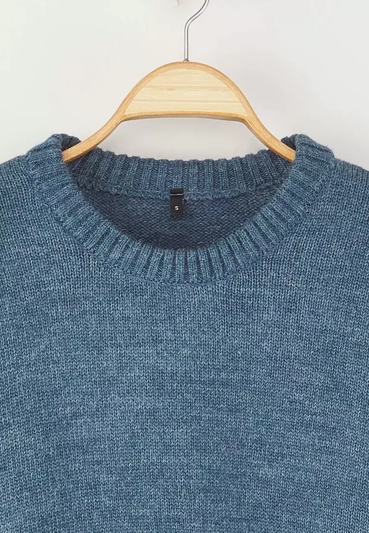 Indigo Wide Fit Soft Textured Knitwear Sweater
