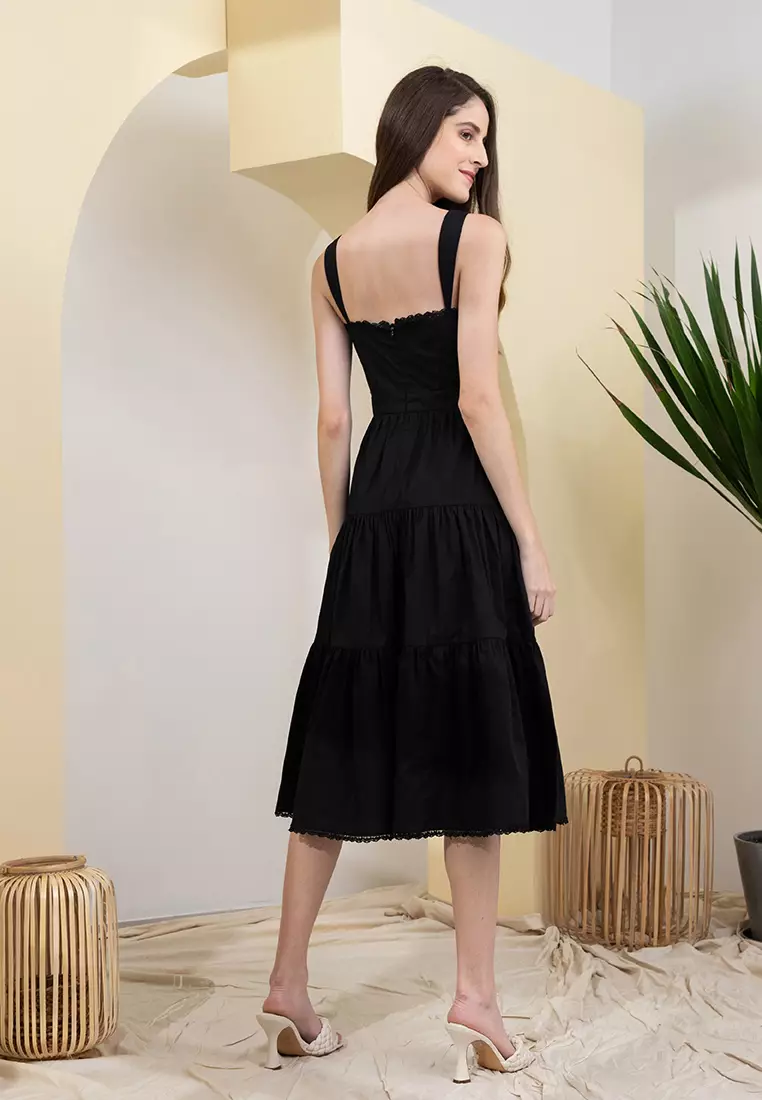 Sweetheart Neckline Midi Dress