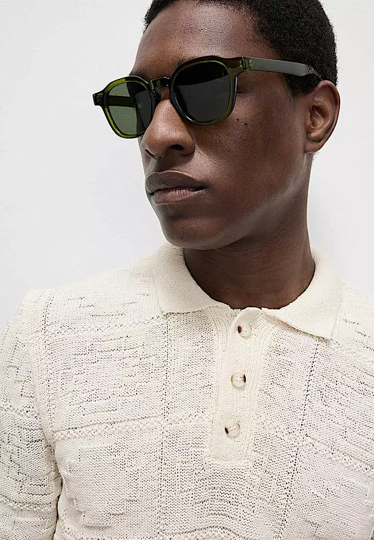 Cotton Blend Knitted Polo Shirt