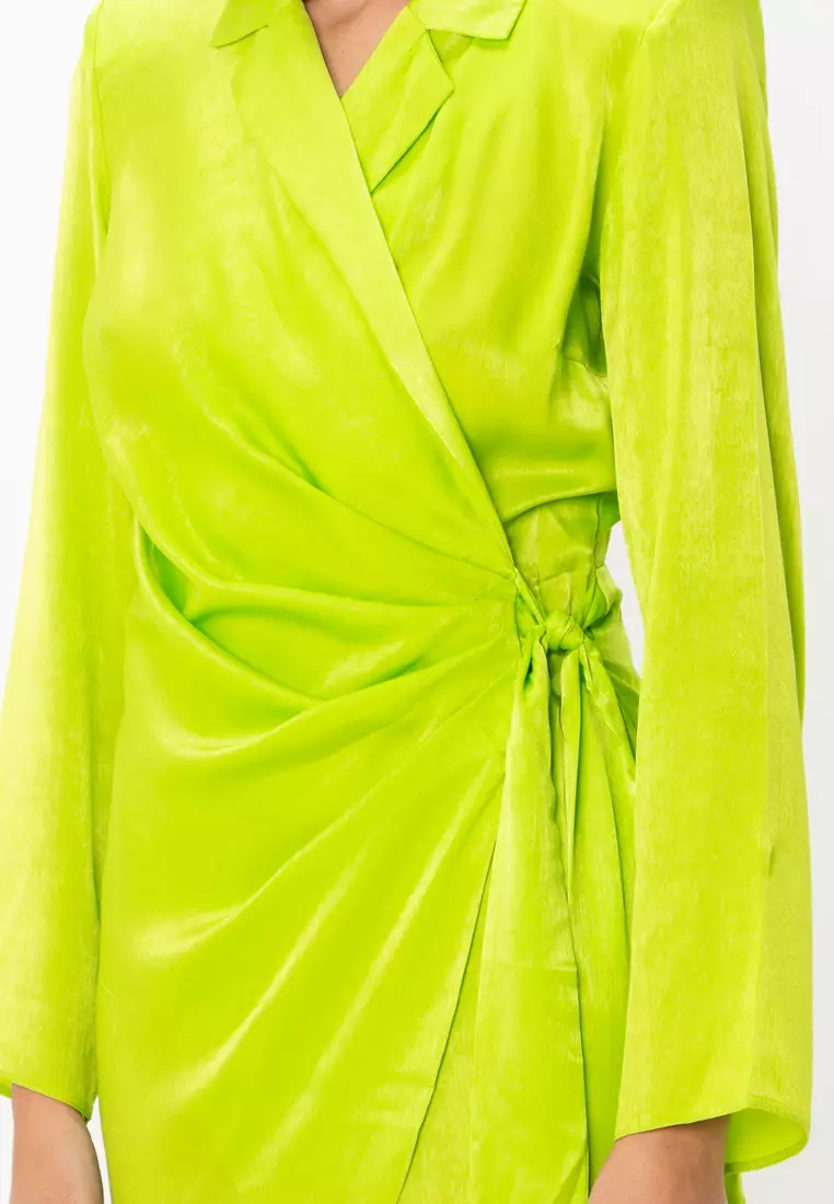 satin green homecoming dress Rent Asos Design Button Front Satin Mini Dress In Green Checkerboard Print main image 1