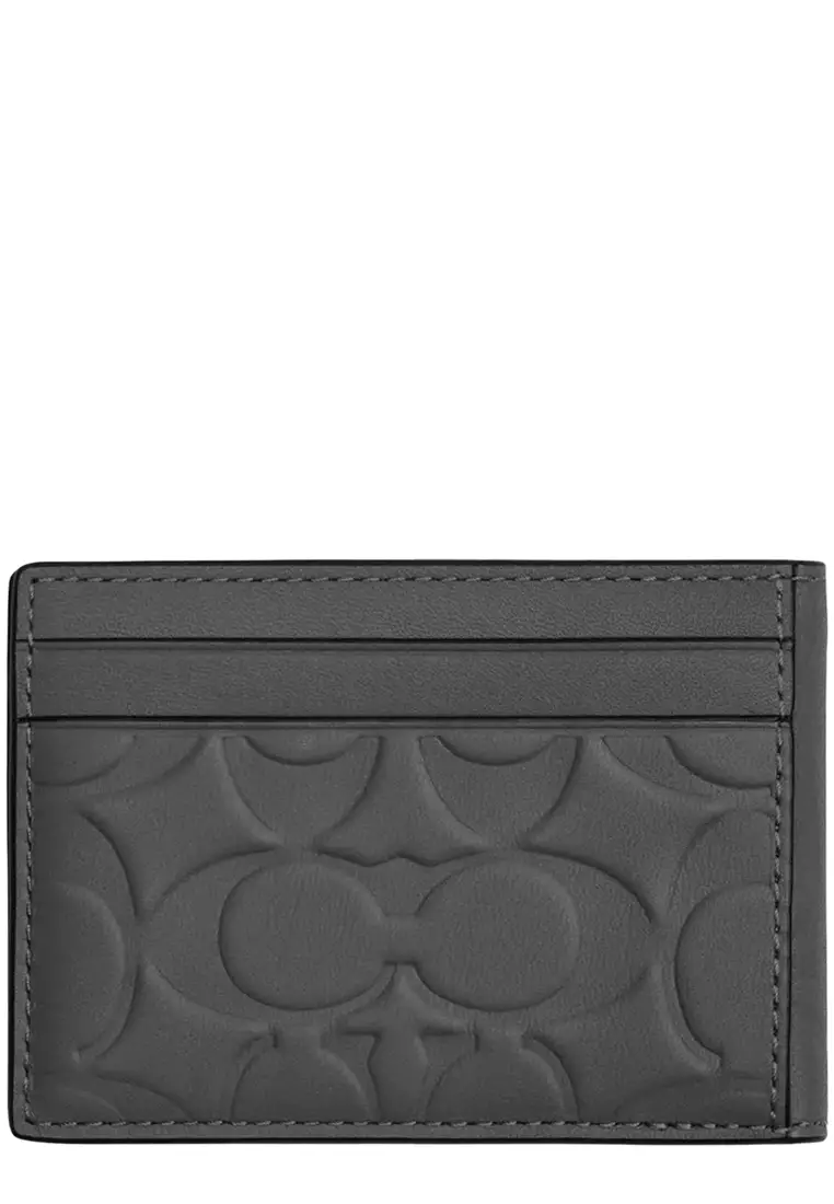Compact Billfold Wallet In Signature Leather - Charcoal CAK34