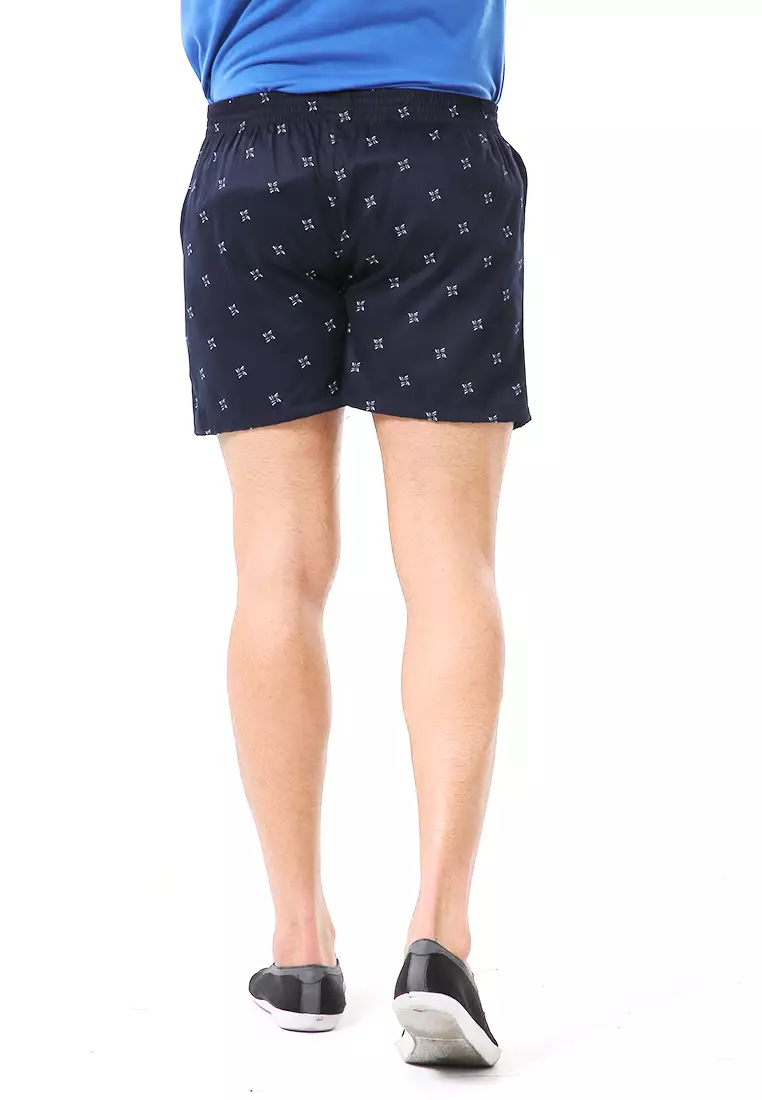 Grissham Celana Pendek Pria Short Boxer Stylish Motif Bunga Material Cotton ORIGINAL - Navy