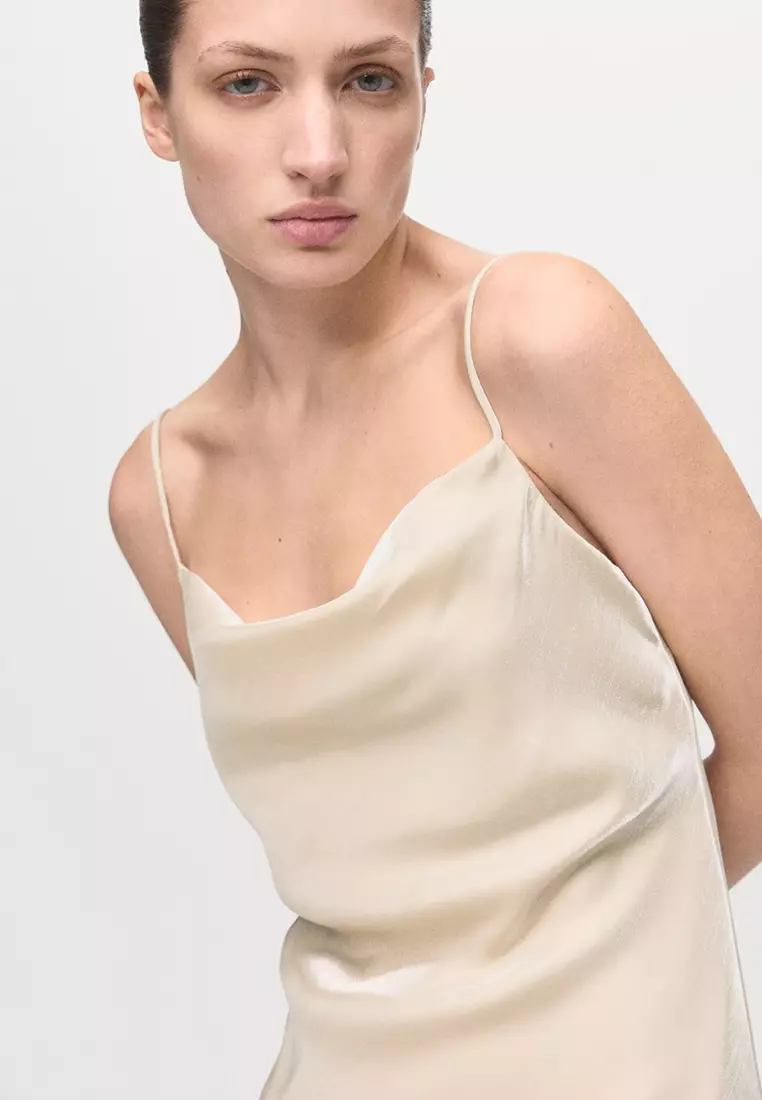 Satin Dress With A Low-Cut Neckline