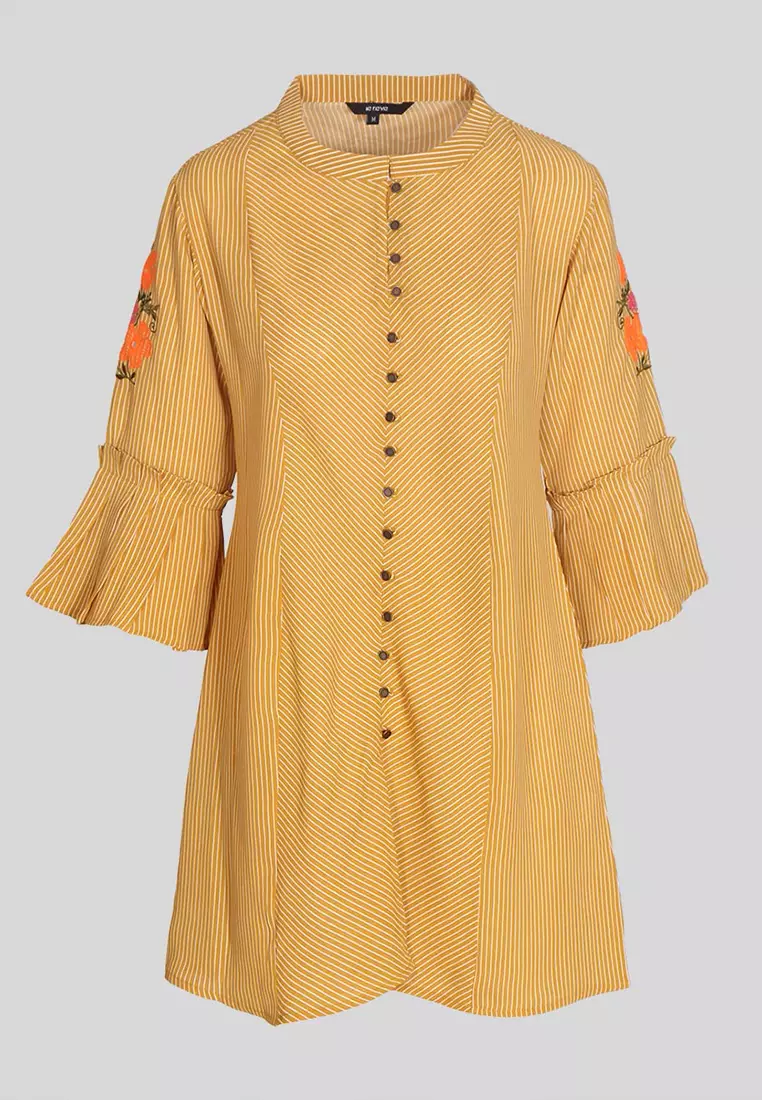Le Reve Le Reve Mustard Yellow Stripe Shirt Style Tunic 2025 Buy