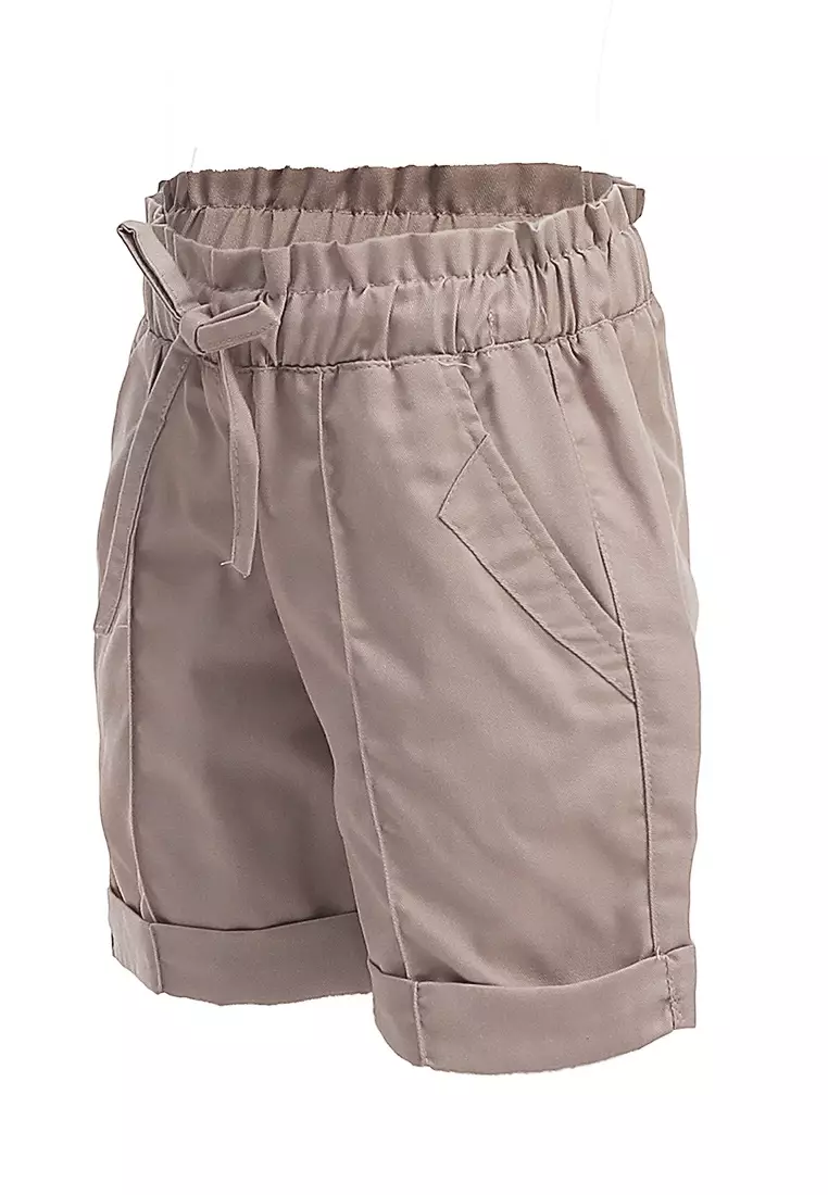 Milly Celana Pendek Casual Anak Perempuan Variasi Tali Kid Short Pants Material Cotton ORIGINAL - Cream