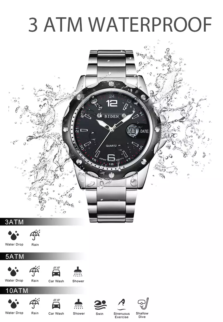 jam tangan pria Biden bisnis fashion sport stainless steel waterproof