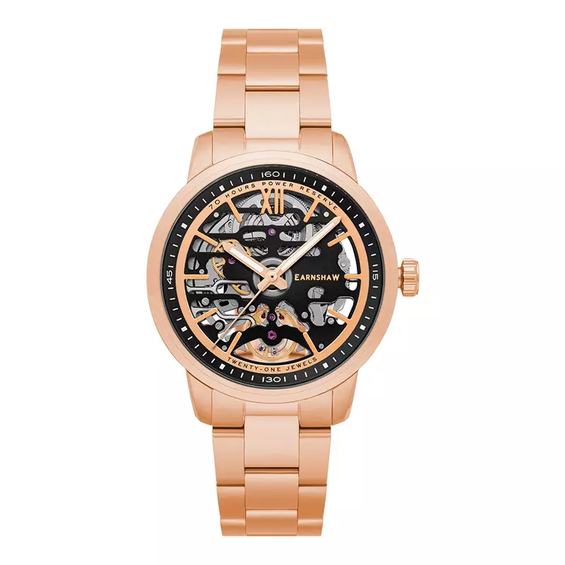 Thomas Earnshaw Discovery Wolver Bridge Orologio meccanico da uomo, 36 mm, cinturino in pelle ES-8299, argento