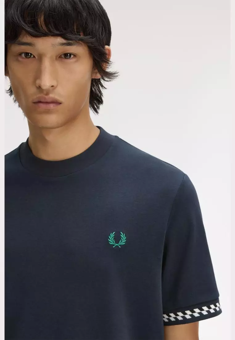 Fred Perry M2477 Jacquard Cuff T-Shirt (Navy)