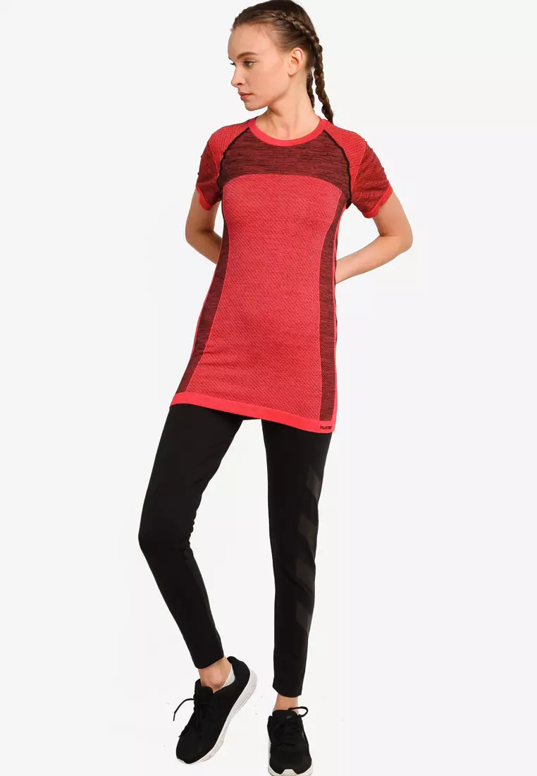 hummel CLEA SEAMLESS TIGHT T-SHIRT - BLACK MELANGE