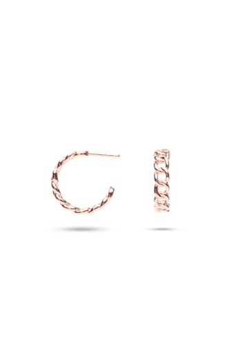 Millenne silver MILLENNE Millennia 2000 Rolo Cord Stud Rose Gold Hoop Earrings with 925 Sterling Silver 2BAECAC5952B60GS_1