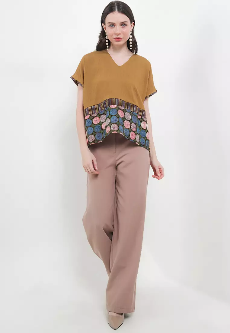 Nova Blouse Lurik Top Lengan Pendek