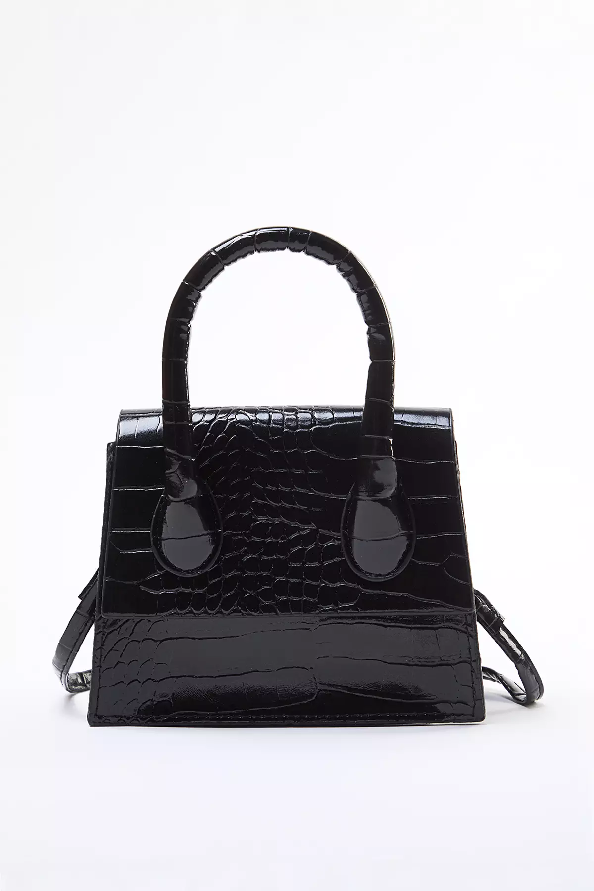 Black Textured Cross Strap Women's Mini City Bag Twoaw25Oc00000