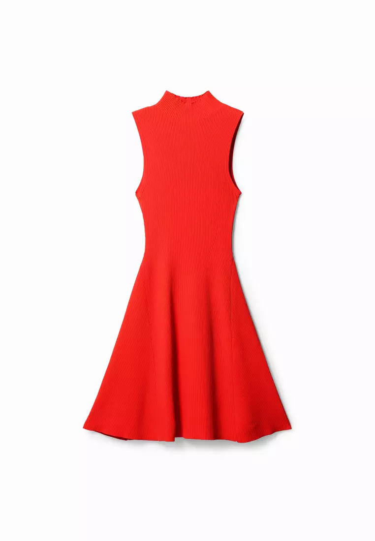 Desigual Woman Short ribbed skater dress.