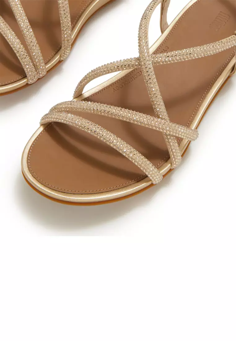 GRACIE Women's Crystal Strappy Back-Strap Sandals  - Platino (A3Z-675)