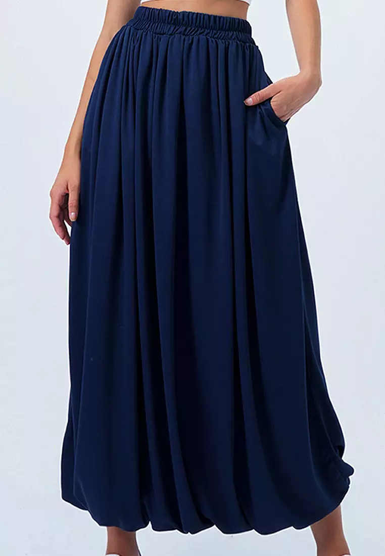 Pockets Detail Midi Bubble Skirt