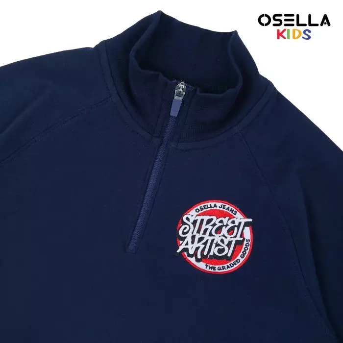 [NEW] Osella Kids Street Collection Half Zip Sweatshirt In Navy 2212400159 | Sweater Anak Laki-Laki