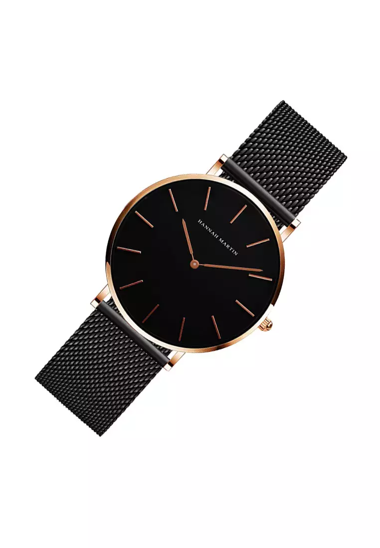 Buy HANNAH MARTIN Hannah Martin Classic Satiny Black Women Quartz