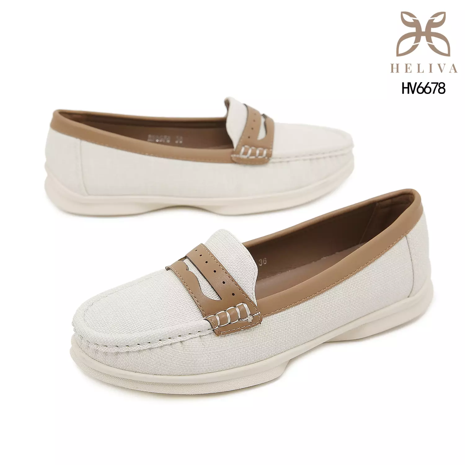 Heliva Esha Elegant Linen-Textured Loafers with 2cm Sole Casual Slip-On Comfort HV6678