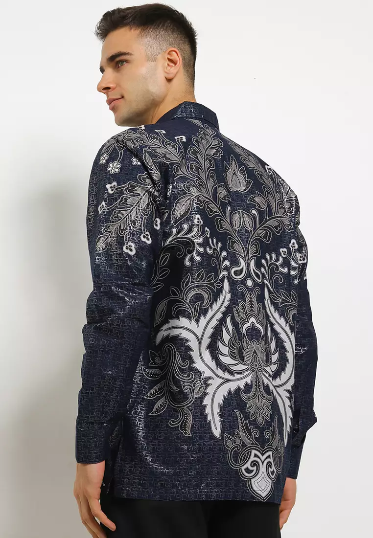 Kemeja Pria Lengan Panjang Reguler Fit Farezel New Katun Prada Navy