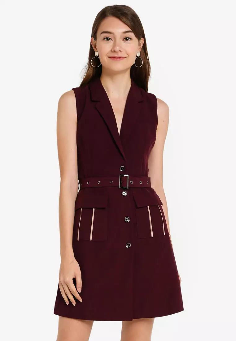 Belted tuxedo dress best sale