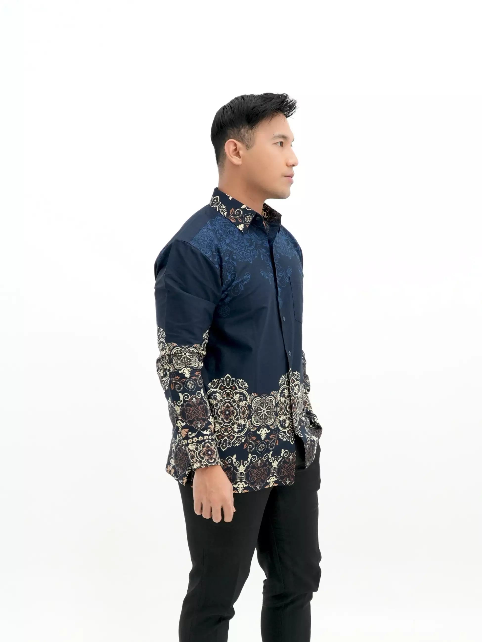 Kemeja Batik Lengan Panjang Biru 16867