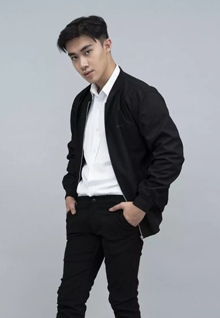 Houseofcuff Jaket Bomber Polos Windbreaker Hitam